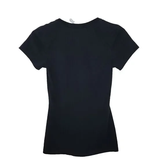 Nike XS Black Just Do It Women's Slim Fit V-neck T-Shirt - Picture 3 of 4